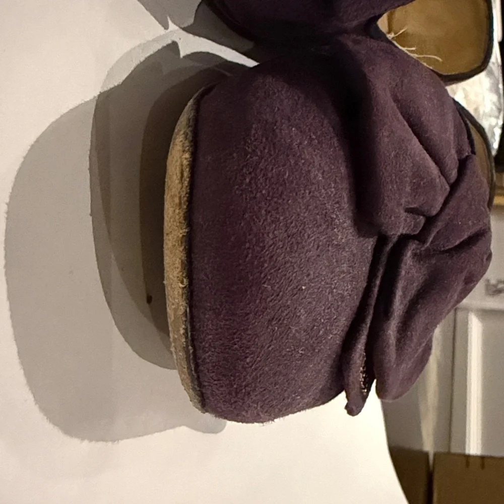 Prada Women's Deep Purple Suede Flats with Bow with Gold Prada accents - Picture 10 of 13